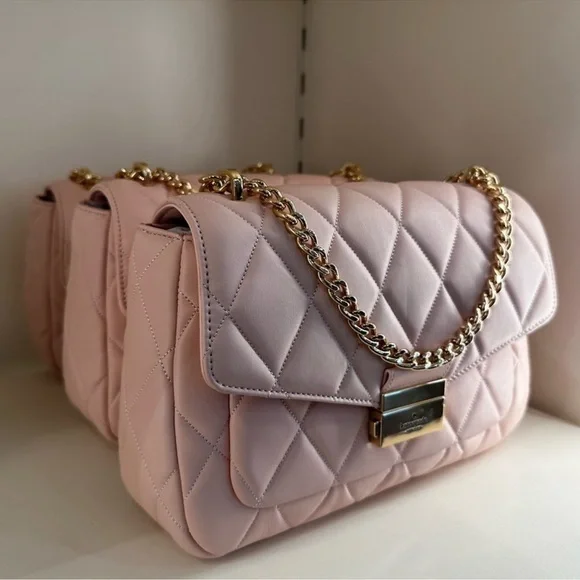 Kate Spade Carey Medium Quilted Flap Shoulder Bag Light Pink